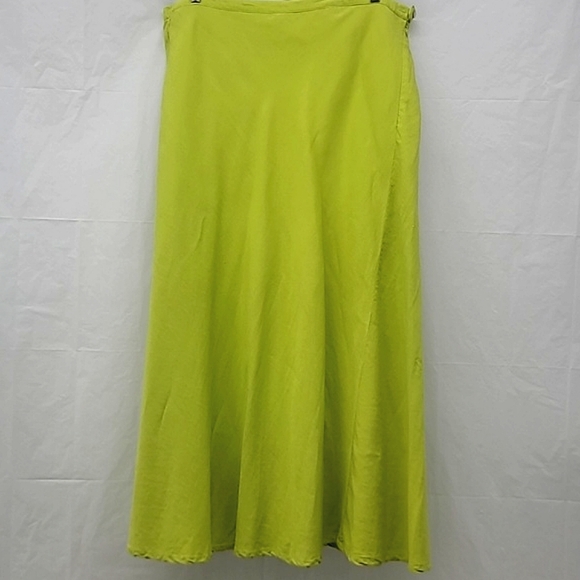 Ashley Stewart Dresses & Skirts - A Line Skirt Linen Blend Lime Green Lined Zippered Classic Colorful Light & Airy